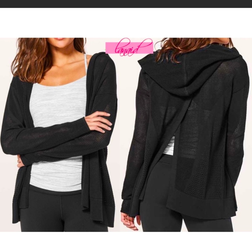 Lululemon Still Movement Wrap Open Back Mesh Cardigan Sweater